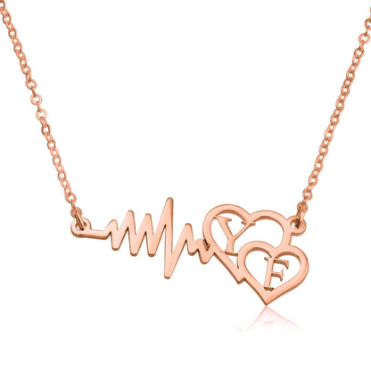Custom Initials Necklace With Hearts