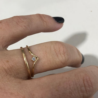 14k gold filled V CUBIC ZIRCONIA DIAMOND RING