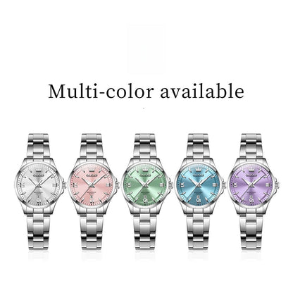 Women's Stainless Steel Watch Purple Dial Luminous Date