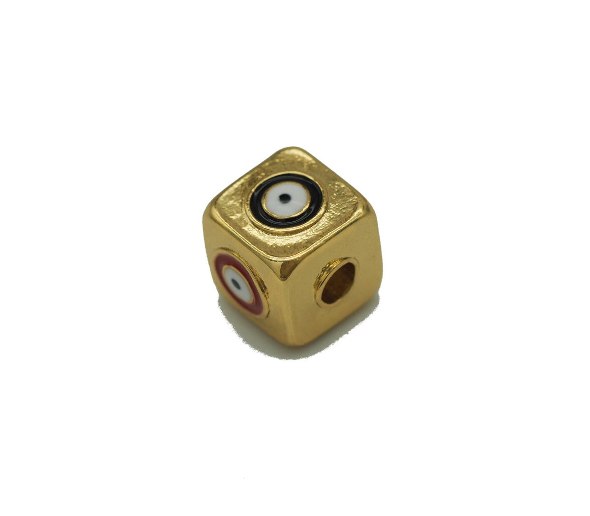 Enamel Evil Eye On Cube Spacer Beads, Sku#Y692