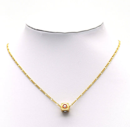 Enamel Evil Eye On Cube Spacer Beads, Sku#Y692
