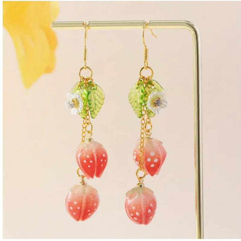 Chinese Advanced Color Creative Plant Pendant Earrings