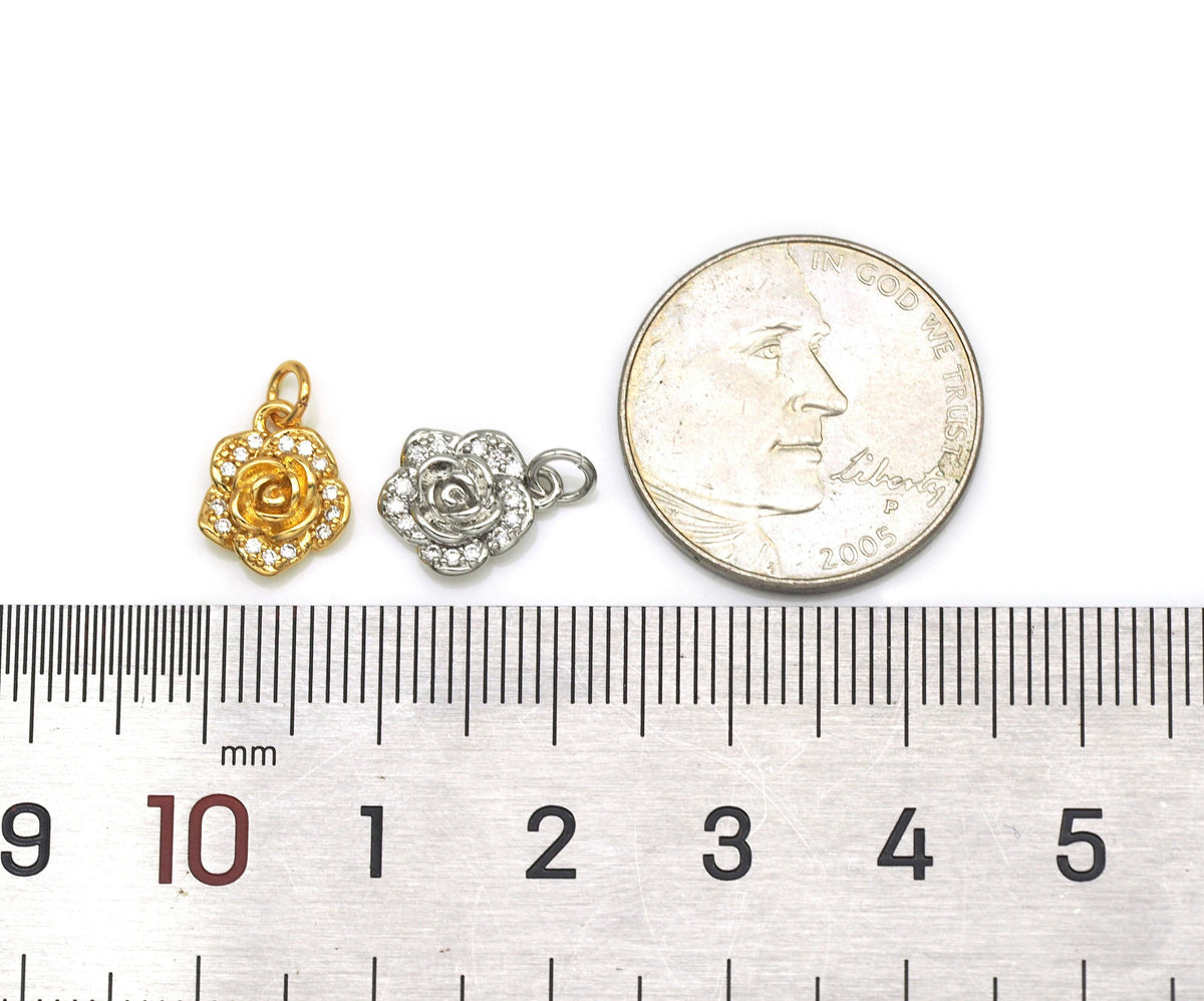 CZ Rose Flower Charm, Sku#Y625