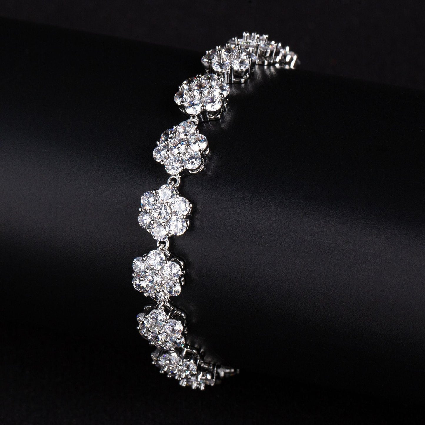 S925 Silver & Cubic Zirconia Camellia Bracelet