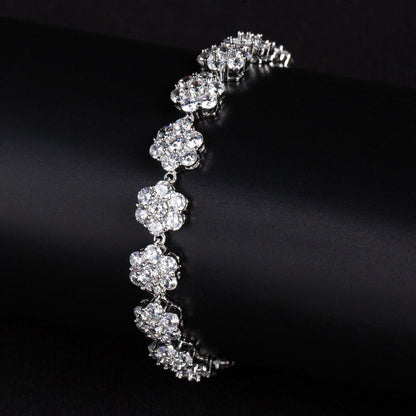 S925 Silver & Cubic Zirconia Camellia Bracelet