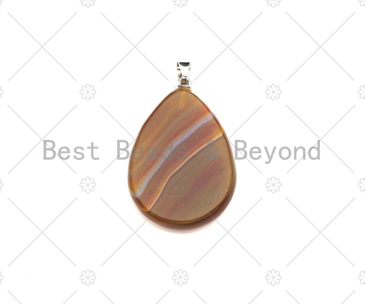 High Quality Natural Agate Teardrop Shape Pendant, Necklace Agate Pendant,30x40mm,Sku#YK20
