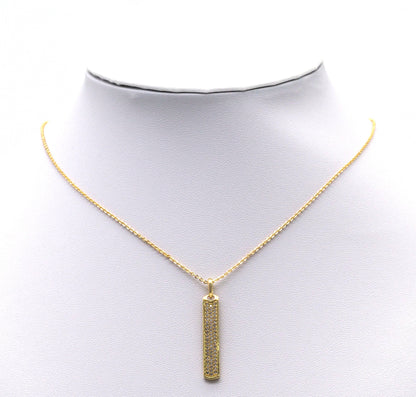 Gold CZ Long Bar Charm, Sku#Y724