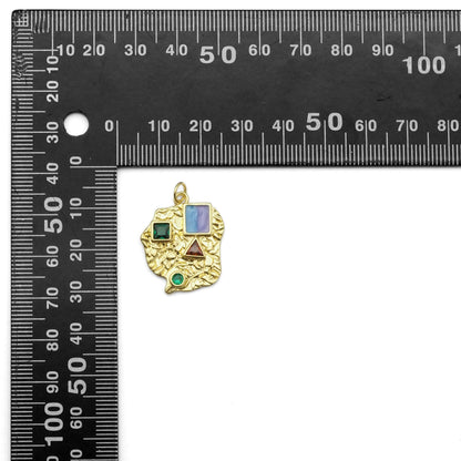 Gold Colorful CZ Bird Shape Charm, Sku#Y802