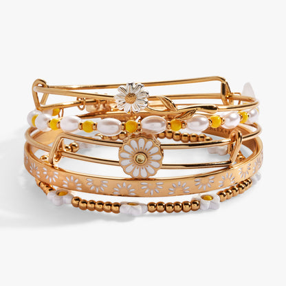 Daisy Flower Beaded Bangle Set of 5 ALEX AND ANI
