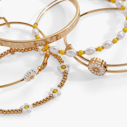 Daisy Flower Beaded Bangle Set of 5 ALEX AND ANI