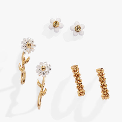 Daisy Flower Stud and Huggie Hoop Earring Set of 3 ALEX AND ANI