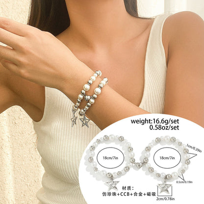 Star and heart-shaped pendant tassel bracelet set