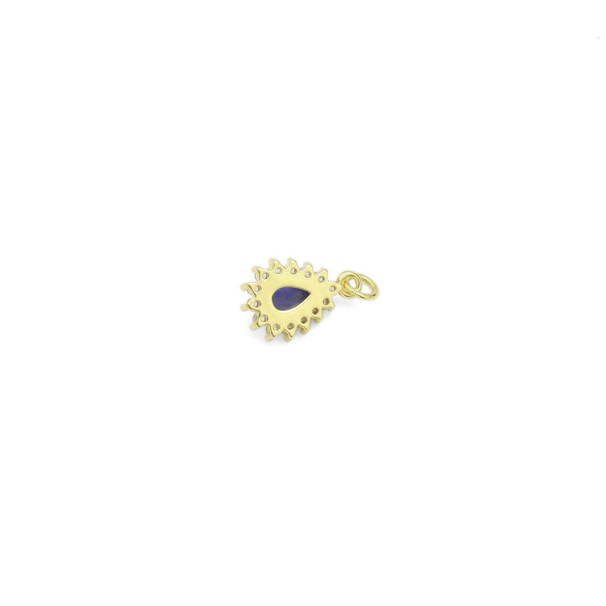 Natural SodaliteTeardrop Gemstone CZ Pave Charm, Sku#Y940