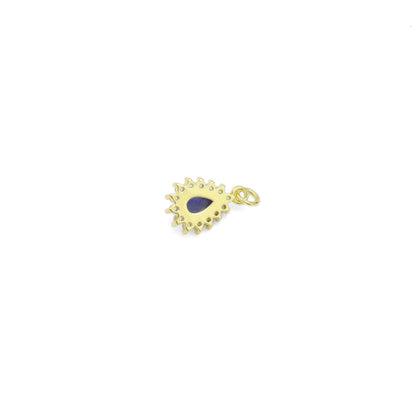 Natural SodaliteTeardrop Gemstone CZ Pave Charm, Sku#Y940