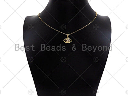 CZ Micro Pave Evil Eye Pendant/Charm, Bracelet Necklace CZ Evil Eye Pendant Charm, Silver/Gold/Rose Gold/Black Tone,17x13mm,Sku#Y375