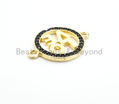 CZ Micro Pave Two Tone LOVE Round Connector Charm, 14x20mm,Cubic Zirconia Love Pave Beads, Gold/Rose gold/Silver/Black, SKU#Y144