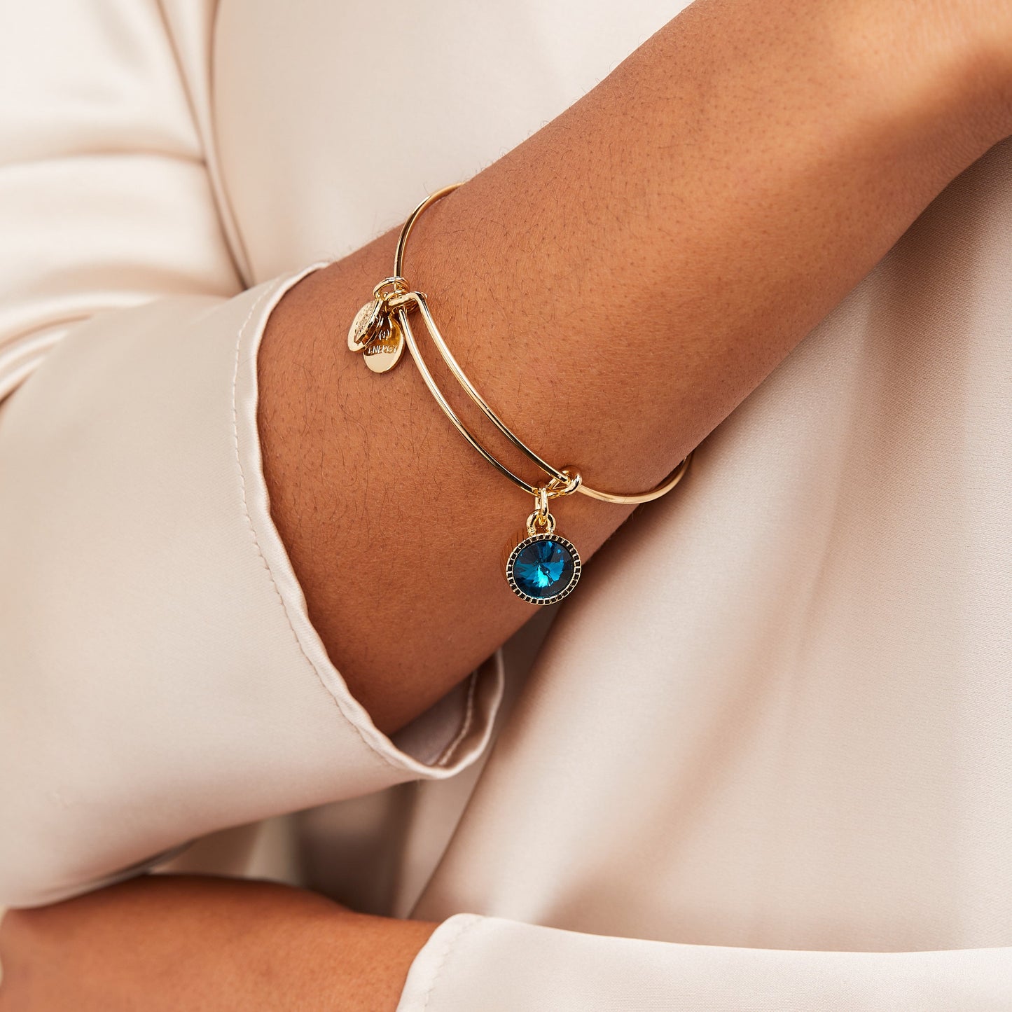 December Birthstone Charm Bangle, Blue Zircon ALEX AND ANI