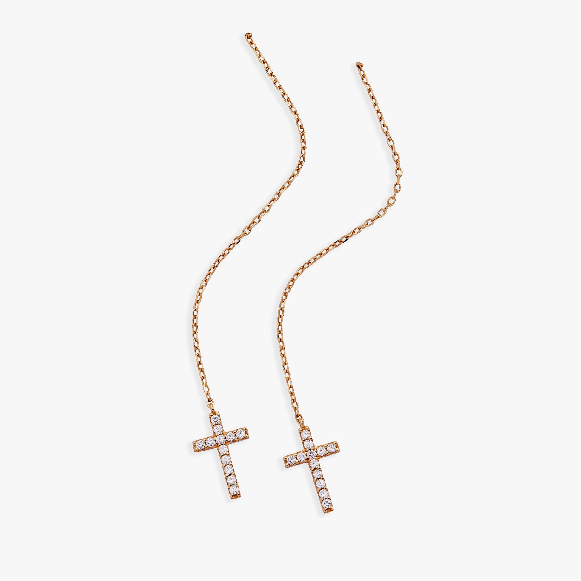 Cross Delicate Pave Crystal Threader Earrings ALEX AND ANI