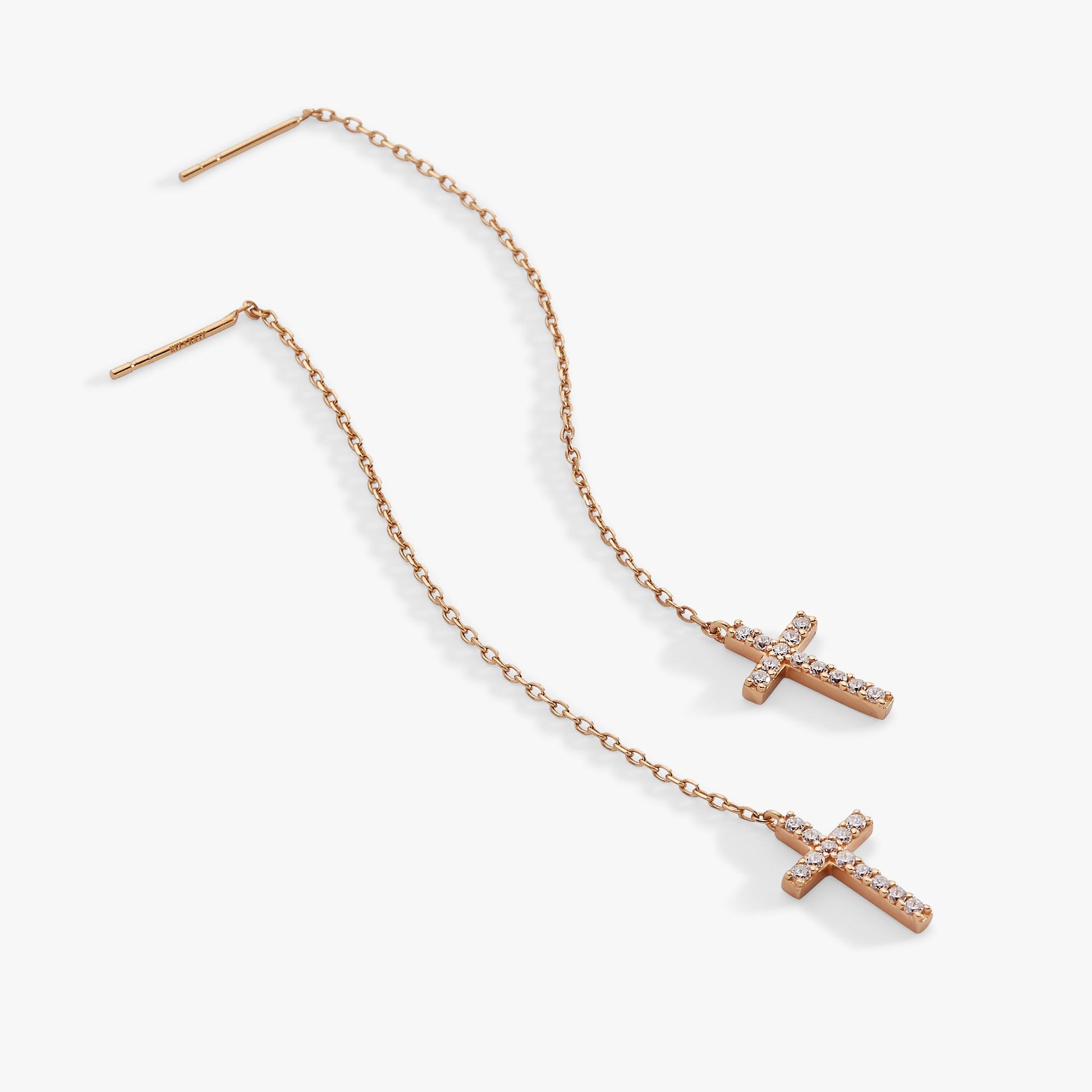Cross Delicate Pave Crystal Threader Earrings ALEX AND ANI