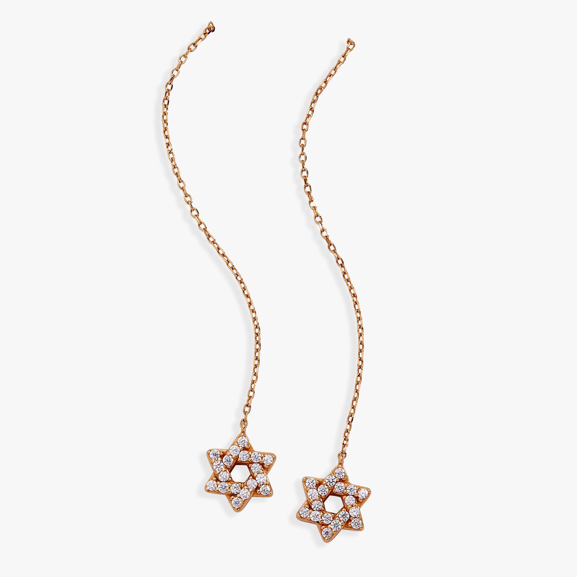 Star of David Delicate Pave Crystal Threader Earrings ALEX AND ANI