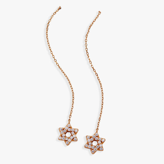 Star of David Delicate Pave Crystal Threader Earrings ALEX AND ANI