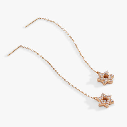 Star of David Delicate Pave Crystal Threader Earrings ALEX AND ANI