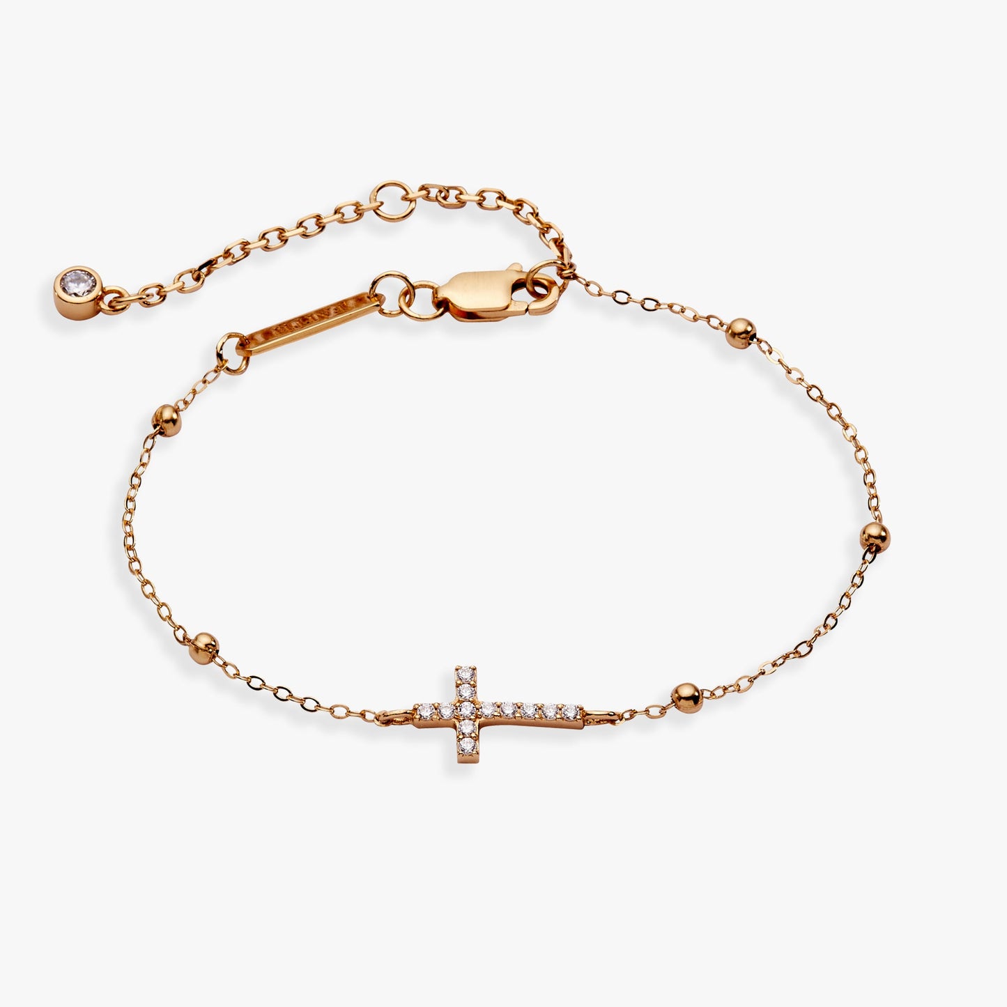Cross Delicate Pave Crystal Beaded Strand Bracelet ALEX AND ANI