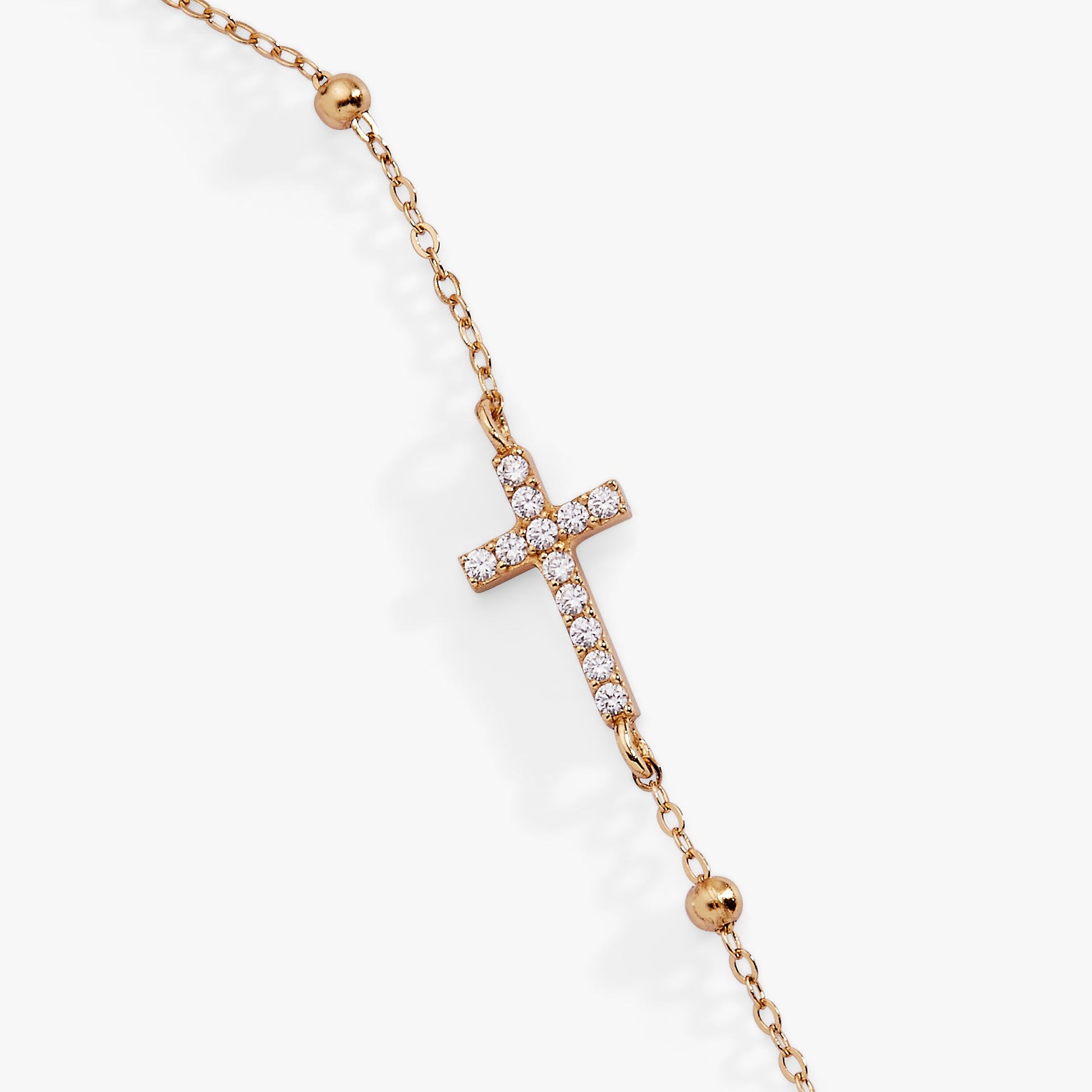 Cross Delicate Pave Crystal Beaded Strand Bracelet ALEX AND ANI