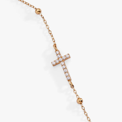 Cross Delicate Pave Crystal Beaded Strand Bracelet ALEX AND ANI