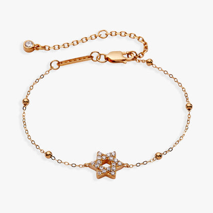 Star of David Delicate Pave Beaded Chain Bracelet ALEX AND ANI