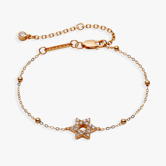 Star of David Delicate Pave Beaded Chain Bracelet ALEX AND ANI