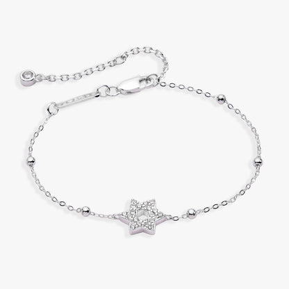 Star of David Delicate Pave Beaded Chain Bracelet ALEX AND ANI