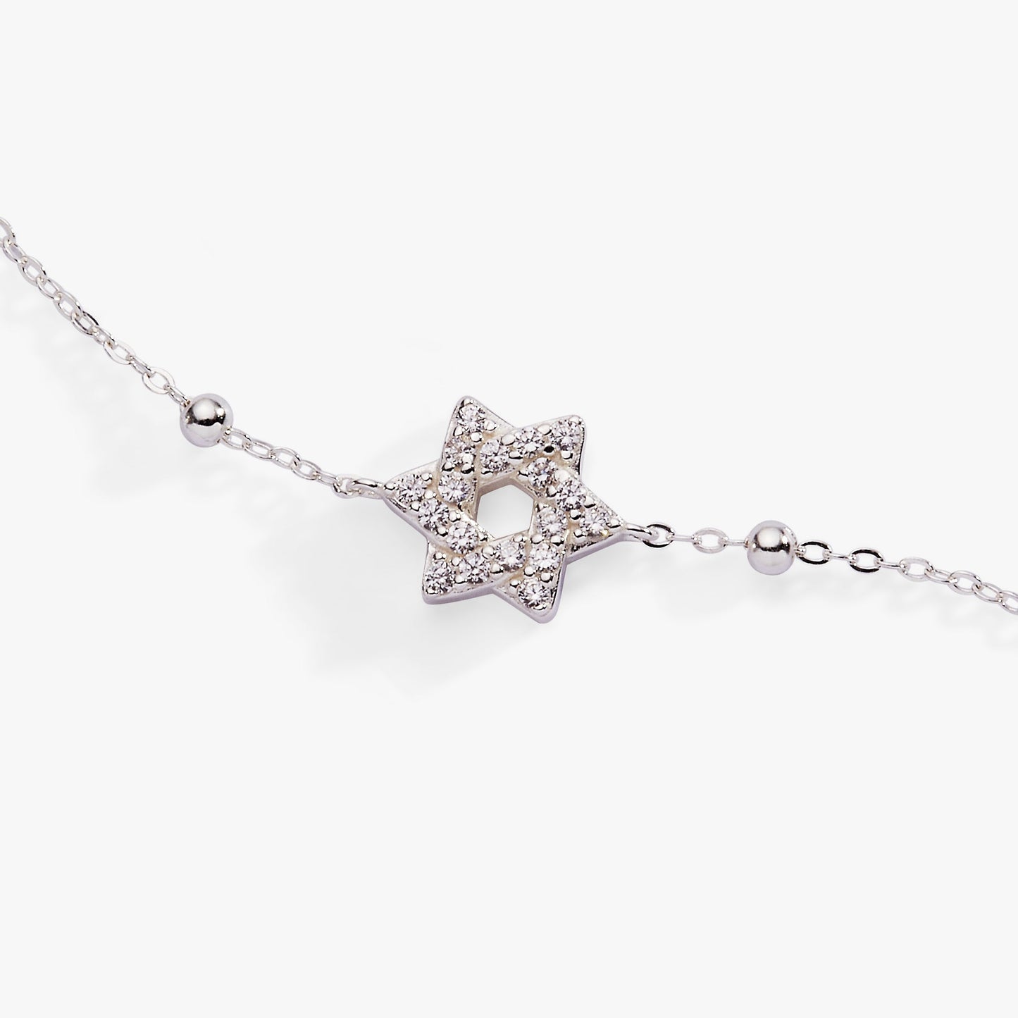 Star of David Delicate Pave Beaded Chain Bracelet ALEX AND ANI
