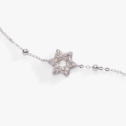 Star of David Delicate Pave Beaded Chain Bracelet ALEX AND ANI