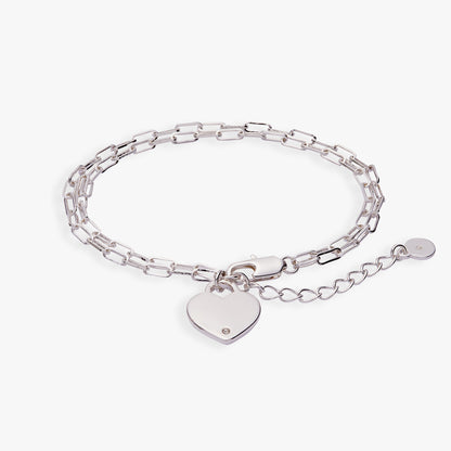 Heart Charm Double Paperclip Chain Bracelet ALEX AND ANI