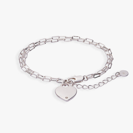 Heart Charm Double Paperclip Chain Bracelet ALEX AND ANI