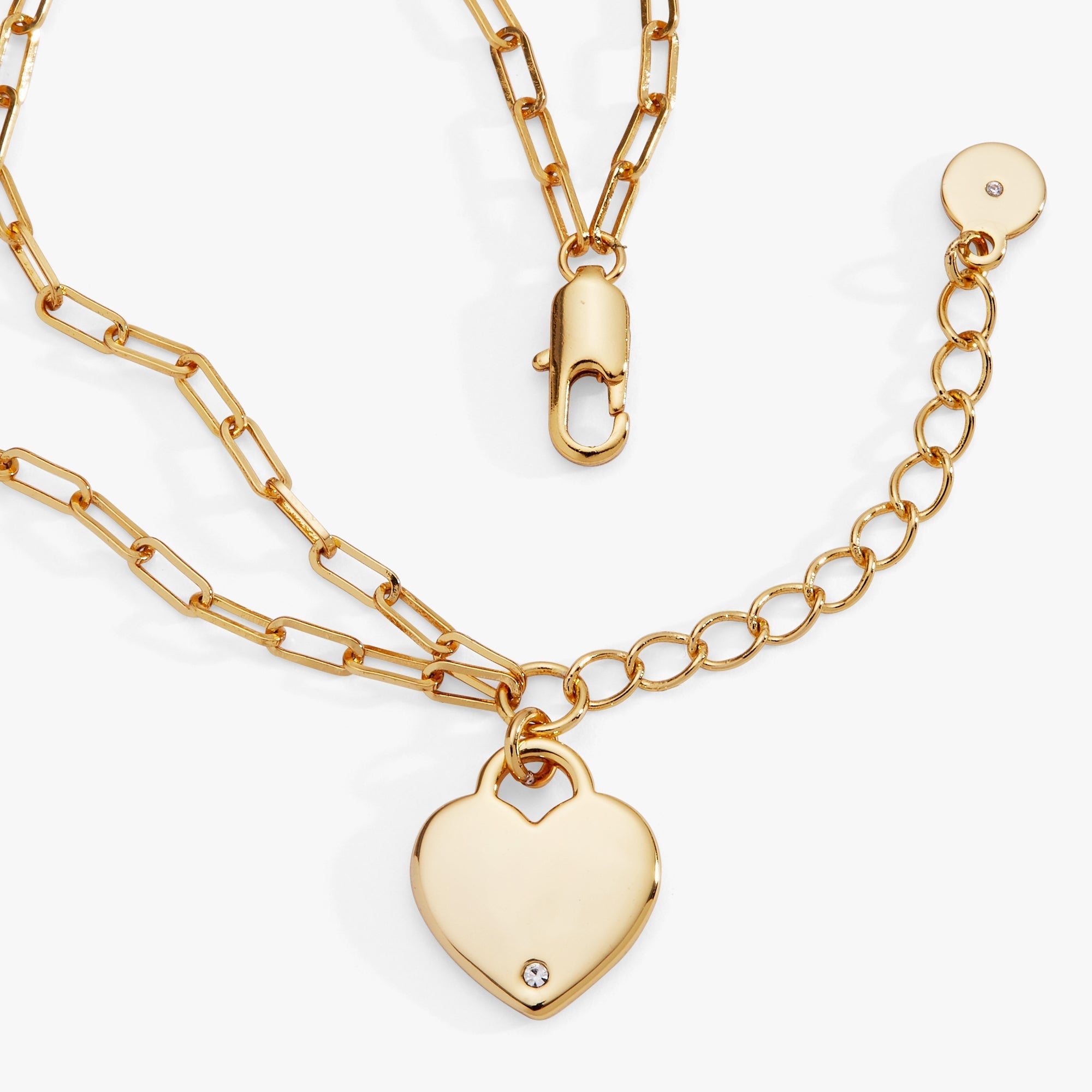 Heart Charm Double Paperclip Chain Bracelet ALEX AND ANI