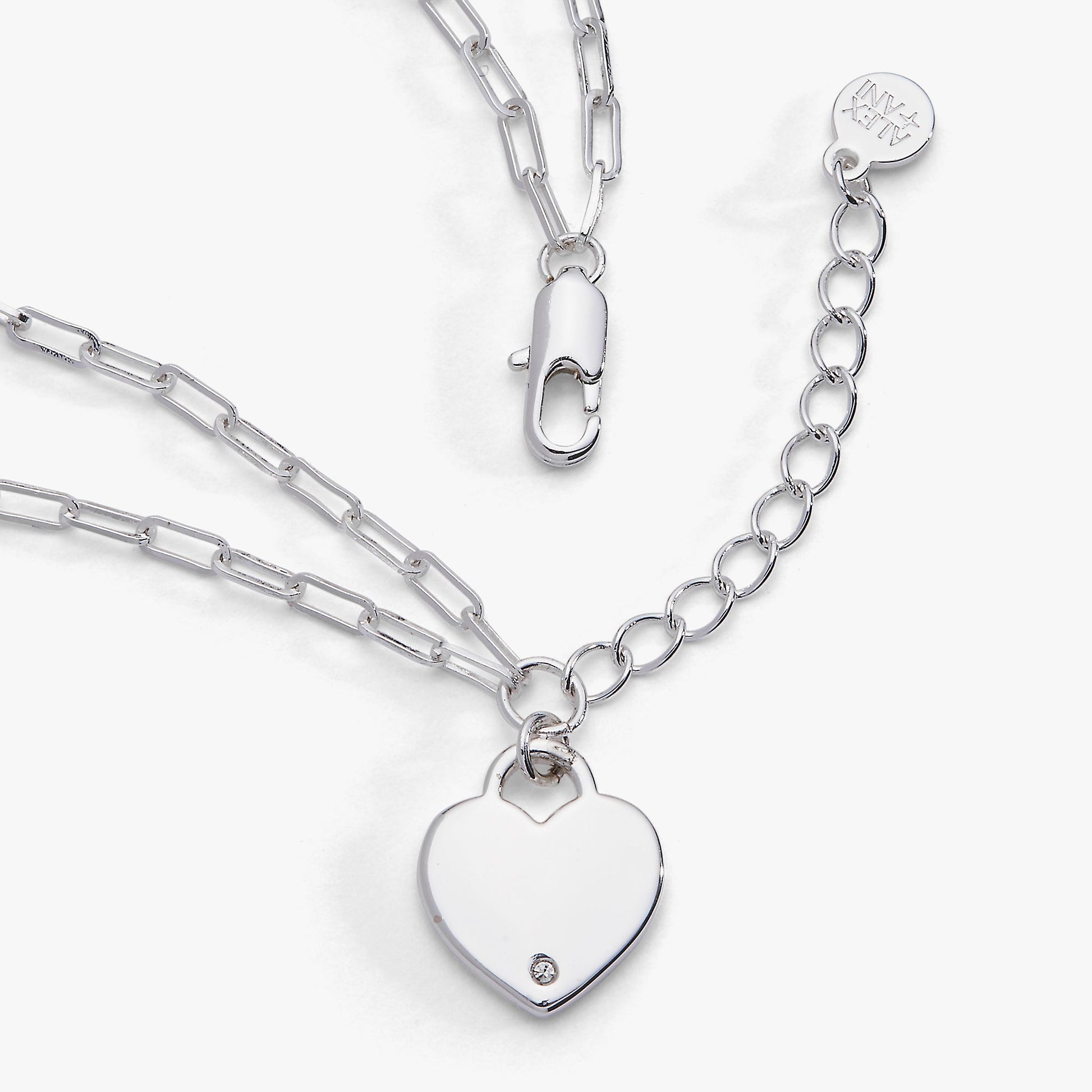Heart Charm Double Paperclip Chain Bracelet ALEX AND ANI