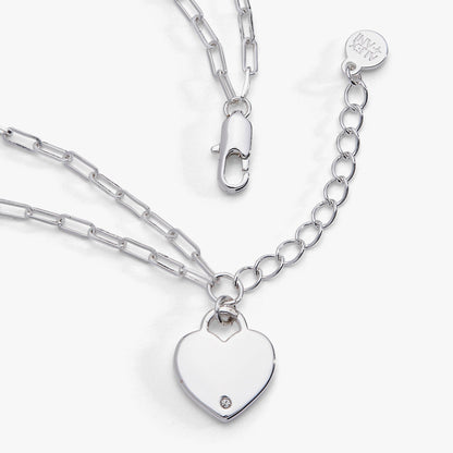 Heart Charm Double Paperclip Chain Bracelet ALEX AND ANI