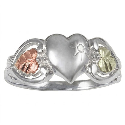 Diamond and Heart - Black Hills Gold Ladies Ring