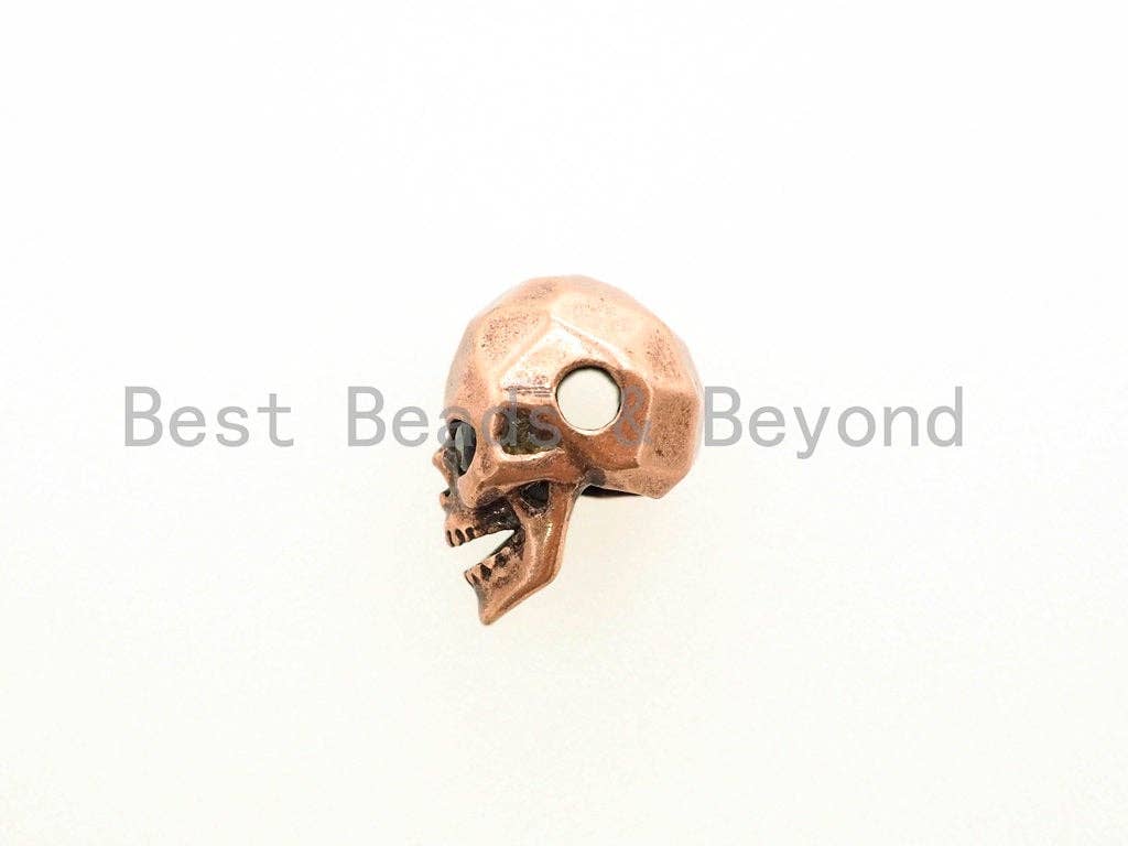 CZ Pave Faceted Black Eye Skull Head Beads,  Micro Pave Antique Skull Spacer Beads, Men's Bracelet Making Charm, Pave Beads, 12mm, sku#Y97