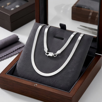 925 Sterling Silver Elegant  Herringbone Chain Necklace with Secure Lobster Clasp
