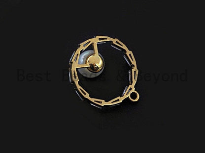 CZ Pave Ring Pendant with White Pearl Charm/Pendant, Pearl Jewelry, CZ Pave Jewelry, 16x18mm, sku#Y235