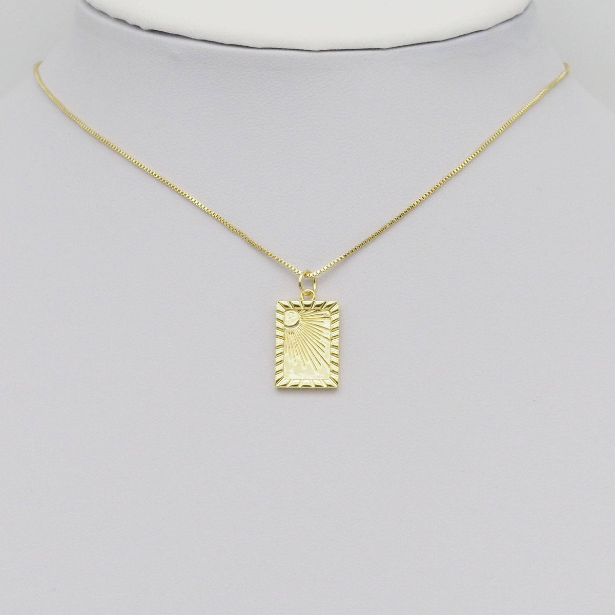 Gold Radial Sun Rectangle Shape Charm, Sku#Y891