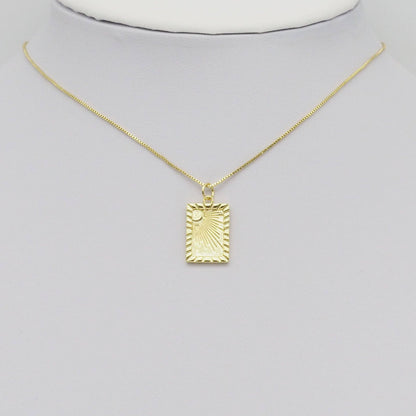 Gold Radial Sun Rectangle Shape Charm, Sku#Y891