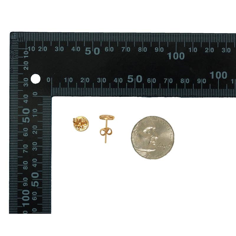 Gold Life Tree Stud Earrings, Sku#Y775