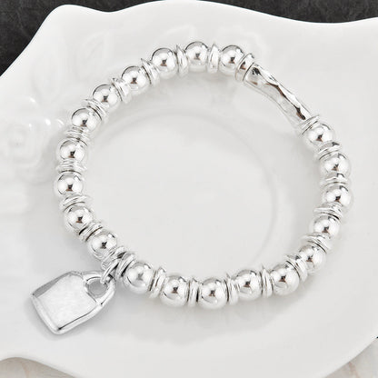 3Pcs Stackable Twisted Silver Bead Bracelet Set For Women, Zircon Horseshoe Charm Open Cuff Bangles, Minimal Cold Style Daily Fashion Jewelry