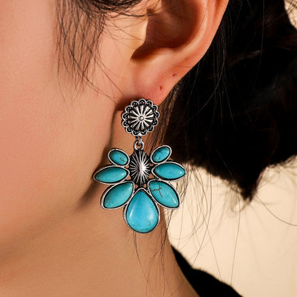 Turquoise Flower Earrings Bumpkin Ranchwear