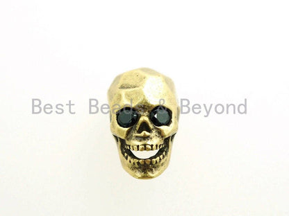 CZ Pave Faceted Black Eye Skull Head Beads,  Micro Pave Antique Skull Spacer Beads, Men's Bracelet Making Charm, Pave Beads, 12mm, sku#Y97
