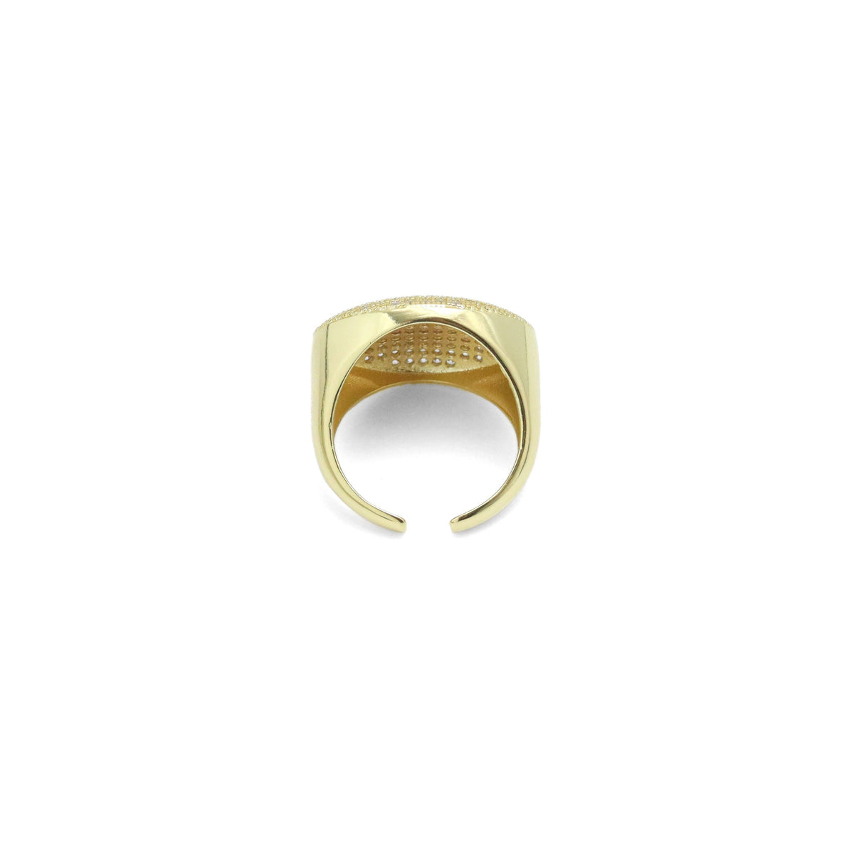Gold Clear CZ Oval Statement Adjustable Ring, Sku#Y955